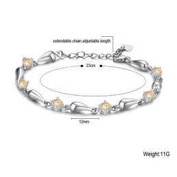Uitstekende Kwaliteit Dameswaterdruppel Platina Titanium Armband Met Diamant