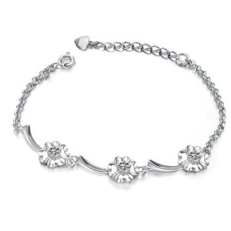 Duurzame, In Gebruik Zijnde, Vrouwelijke Klavervormige Platina Titanium Armband