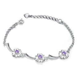 Duurzame, In Gebruik Zijnde, Vrouwelijke Klavervormige Platina Titanium Armband