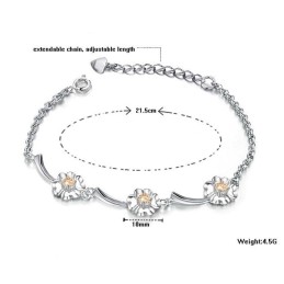 Duurzame, In Gebruik Zijnde, Vrouwelijke Klavervormige Platina Titanium Armband