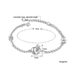 Compleet In Specificaties Vrouwelijke Appelvorm Platina Titanium Armband Met Diamant