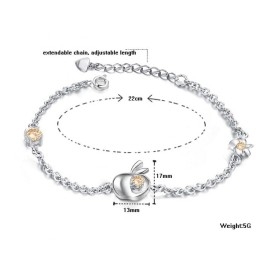 Compleet In Specificaties Vrouwelijke Appelvorm Platina Titanium Armband Met Diamant