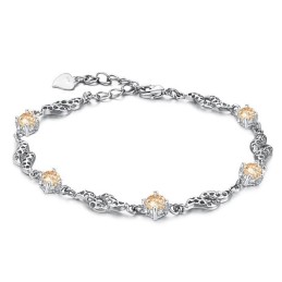 Hoogwaardige Vrouwelijke Holle Platina Platina Titanium Armband Met Diamant