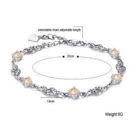 Hoogwaardige Vrouwelijke Holle Platina Platina Titanium Armband Met Diamant