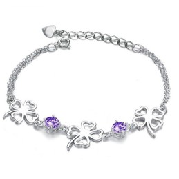 Uitstekende Kwaliteit Vrouwelijke Klavervorm Platina Titanium Armband