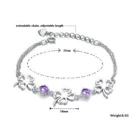 Uitstekende Kwaliteit Vrouwelijke Klavervorm Platina Titanium Armband
