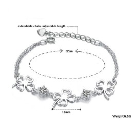 Uitstekende Kwaliteit Vrouwelijke Klavervorm Platina Titanium Armband