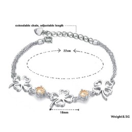 Uitstekende Kwaliteit Vrouwelijke Klavervorm Platina Titanium Armband