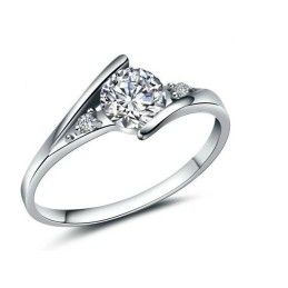 Duurzame, In Gebruik Zijnde, Platina Geplateerde Titanium Ring Voor Dames Met Strass
