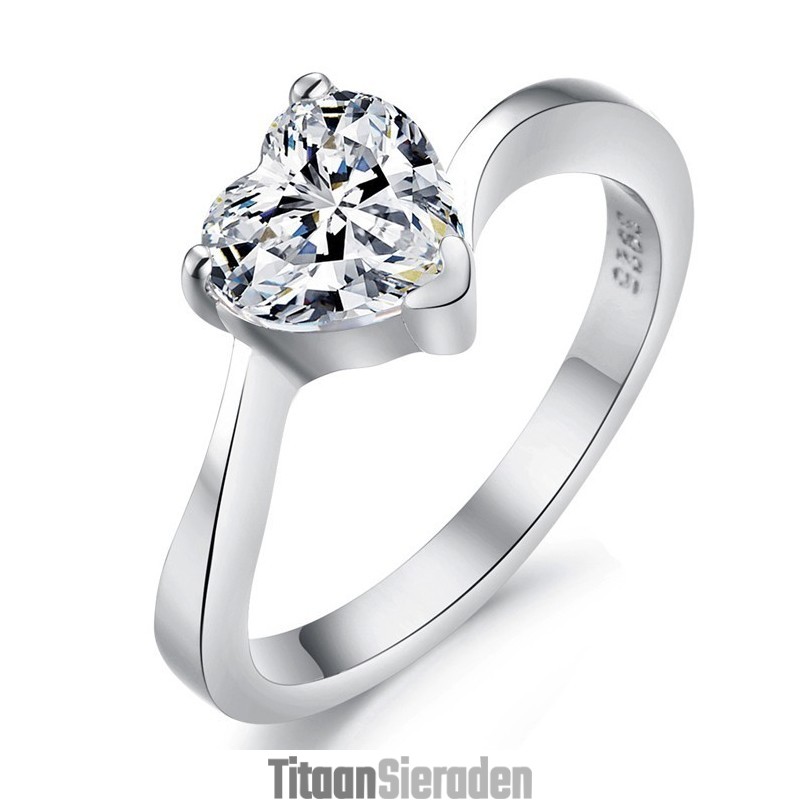 De Koningin Van De Kwaliteit, Vrouwelijke Sweetheart Platina Titanium Ring Met Strass De Koningin Van De Kwaliteit, Vrouwelijke Sweetheart Platina Titanium Ring Met Strass