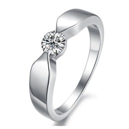 Hoogwaardige Platina Titanium Ring Voor Geliefden Met Strass