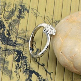 Kwaliteit En Kwantiteit Gegarandeerde Vrouwelijke Platina Titanium Ring Met Strass