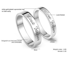 Superieure Kwaliteit Beknopte Platina Plating Titanium Ring Voor Geliefden