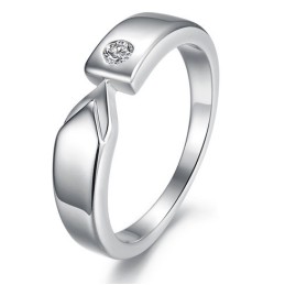 Hoogwaardige Platina Titanium Ring Voor Geliefden Met Strass