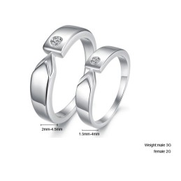 Hoogwaardige Platina Titanium Ring Voor Geliefden Met Strass