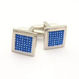 Titanium Vierkante Manchetknopen Met Blauwe Diamanten