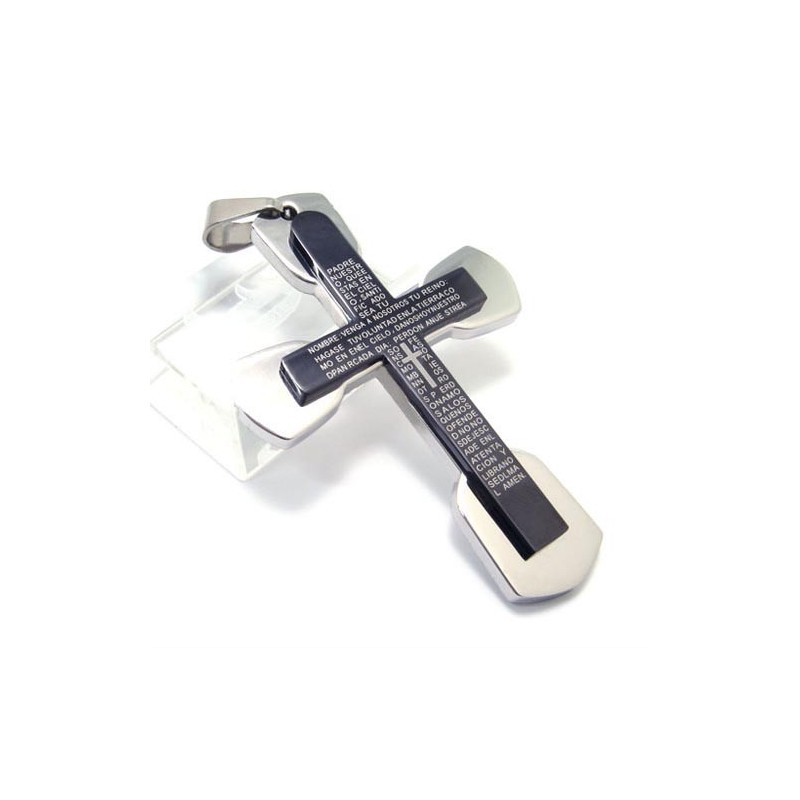 Mode Heren Zwarte Titanium Bijbel Kruis Hanger - Gratis Ketting Mode Heren Zwarte Titanium Bijbel Kruis Hanger - Gratis Ketting