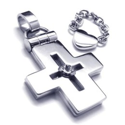 Te Openen Titanium Kruishanger Met Hart - Gratis Chian