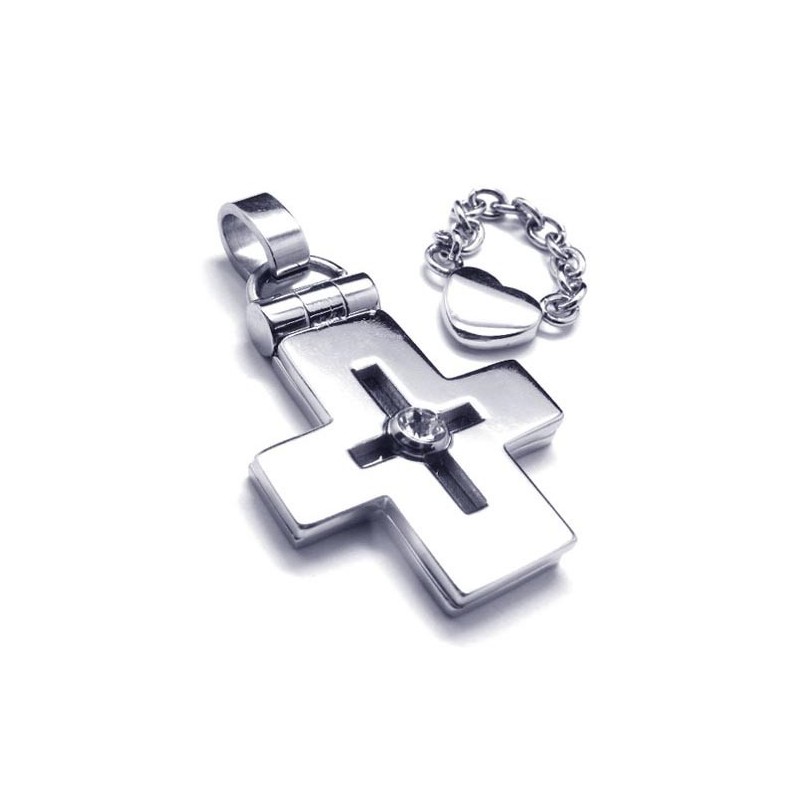 Te Openen Titanium Kruishanger Met Hart - Gratis Chian