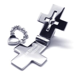 Te Openen Titanium Kruishanger Met Hart - Gratis Chian