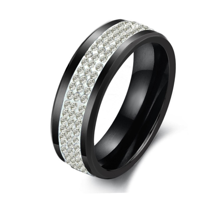 Uitstekende Kwaliteit Zwarte Wolfraam Keramische Ring Met Strass Uitstekende Kwaliteit Zwarte Wolfraam Keramische Ring Met Strass
