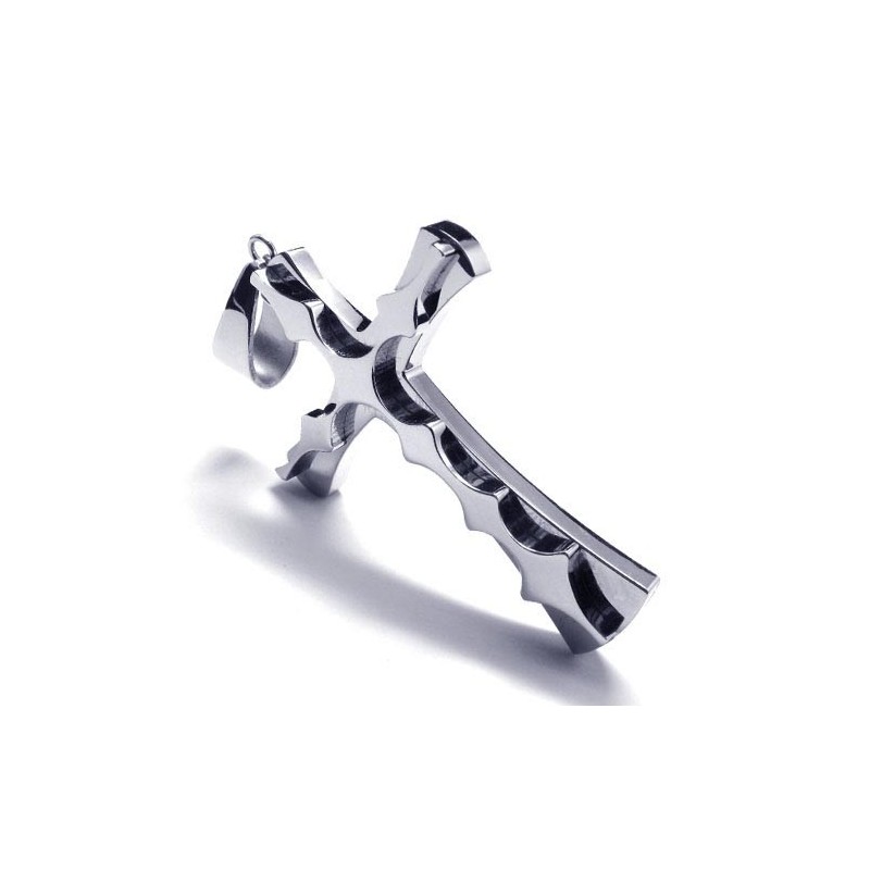 Mode Gegolfde Titanium Kruishanger - Gratis Chian