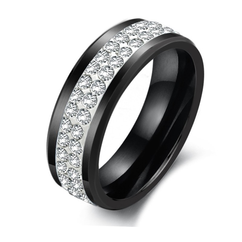 Betrouwbare Zwarte Wolfraam Keramische Ring Met Strass Betrouwbare Zwarte Wolfraam Keramische Ring Met Strass