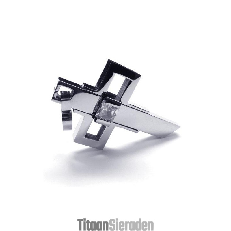 Nu Stijl Heren Titanium Kruis Hanger - Gratis Chian