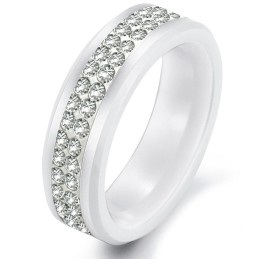 Hoogwaardige Witte Wolfraam Keramische Ring Met Strass