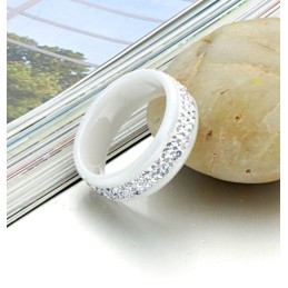 Hoogwaardige Witte Wolfraam Keramische Ring Met Strass