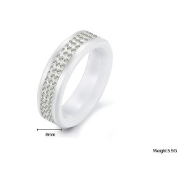 Hoogwaardige Witte Wolfraam Keramische Ring Met Strass