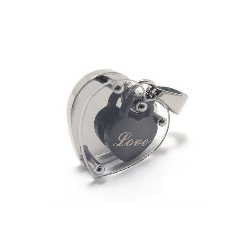 Liefdeshart In Hart Mode Titanium Hanger - Gratis Chian Liefdeshart In Hart Mode Titanium Hanger - Gratis Chian