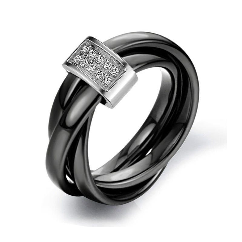 Wereldwijd Bekende Zwarte Wolfraam Keramische Ring Met Strass Wereldwijd Bekende Zwarte Wolfraam Keramische Ring Met Strass