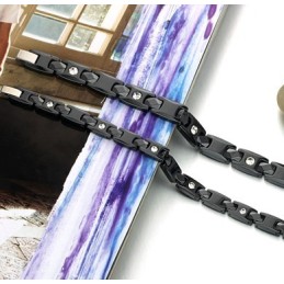 Bekend Om Zijn Hoogwaardige Zwarte Wolfraam Keramische Armband Met Strass Steentjes Voor Geliefden