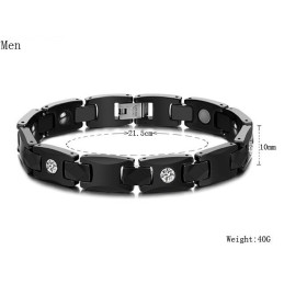 Bekend Om Zijn Hoogwaardige Zwarte Wolfraam Keramische Armband Met Strass Steentjes Voor Geliefden