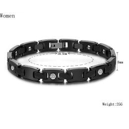 Bekend Om Zijn Hoogwaardige Zwarte Wolfraam Keramische Armband Met Strass Steentjes Voor Geliefden