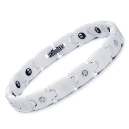 Kwaliteit En Kwantiteit Gegarandeerd: Witte Wolfraam Keramische Armband Met Strass