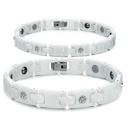 Hoogwaardige Witte Wolfraam Keramische Armband Voor Geliefden Met Strass