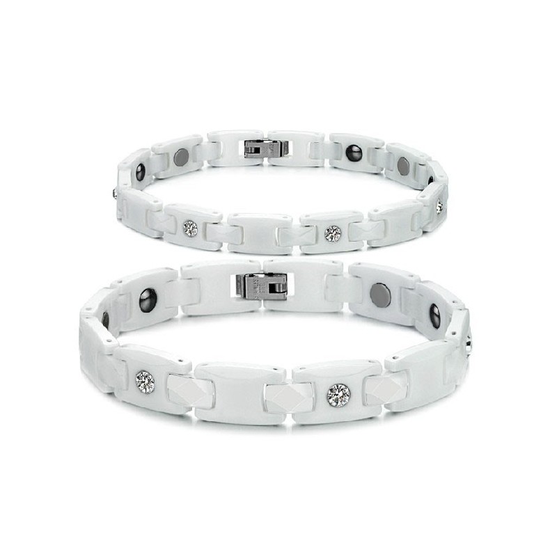 Hoogwaardige Witte Wolfraam Keramische Armband Voor Geliefden Met Strass Hoogwaardige Witte Wolfraam Keramische Armband Voor Geliefden Met Strass