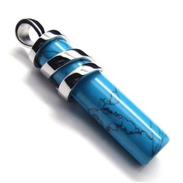 Mode Blauwe Carneool Titanium Hanger - Gratis Chian