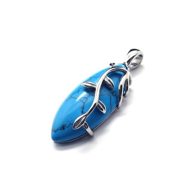 Mode Blauwe Carneool Titanium Hanger - Gratis Chian Mode Blauwe Carneool Titanium Hanger - Gratis Chian