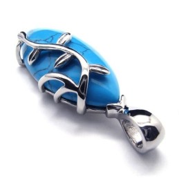 Mode Blauwe Carneool Titanium Hanger - Gratis Chian