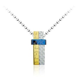 Delicate Heren Blauw En Wit Afneembare Titanium Hanger - Gratis Ketting