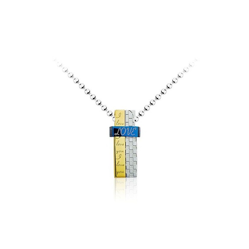 Delicate Heren Blauw En Wit Afneembare Titanium Hanger - Gratis Ketting Delicate Heren Blauw En Wit Afneembare Titanium Hanger - Gratis Ketting