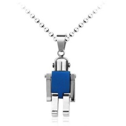 Schattige Blauwe Robotachtige Titanium Hanger Voor Heren - Gratis Ketting