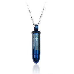 Cool Blue Bullet Titanium Hanger Voor Heren - Gratis Ketting