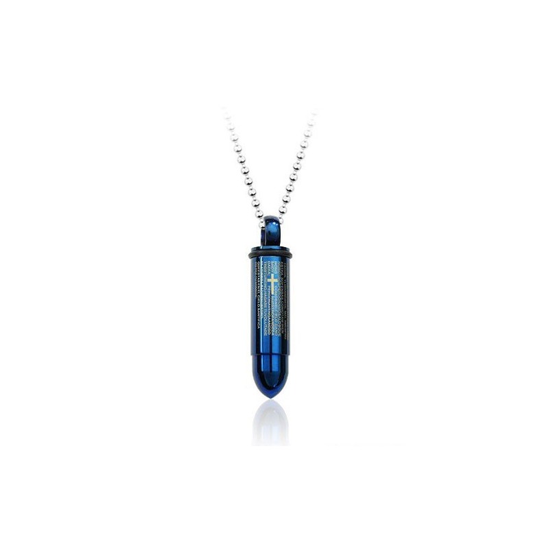 Cool Blue Bullet Titanium Hanger Voor Heren - Gratis Ketting Cool Blue Bullet Titanium Hanger Voor Heren - Gratis Ketting