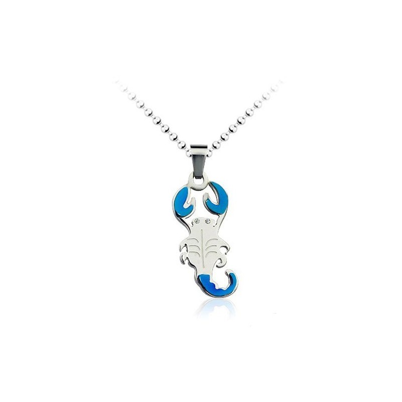 Blauwe Herenschorpioenachtige Mode-Titanium Hanger - Gratis Ketting