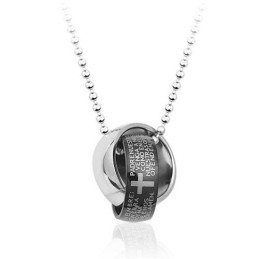 Mooie Heren Zwarte Ringvormige Titanium Hanger - Gratis Ketting