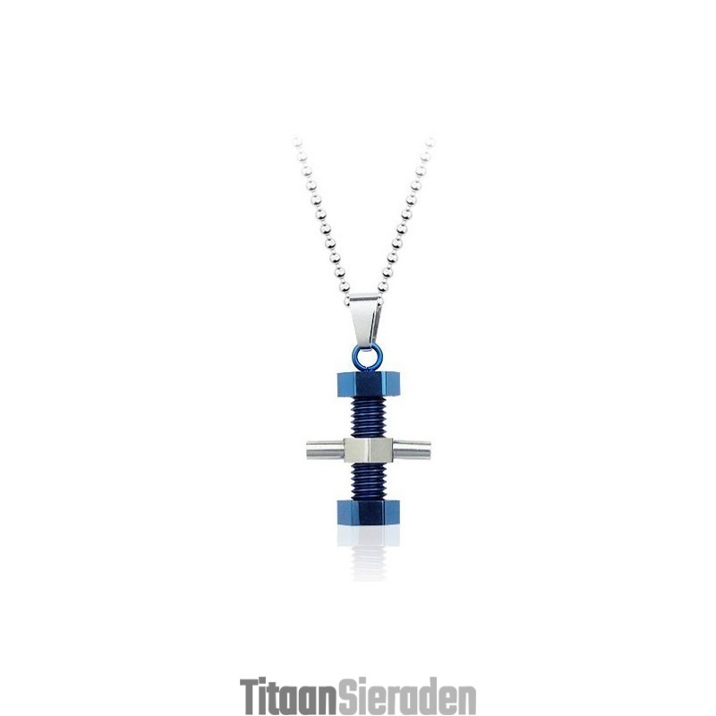 Klassieke Heren Titanium Hanger In De Vorm Van Een Schroef - Gratis Ketting Klassieke Heren Titanium Hanger In De Vorm Van Een Schroef - Gratis Ketting